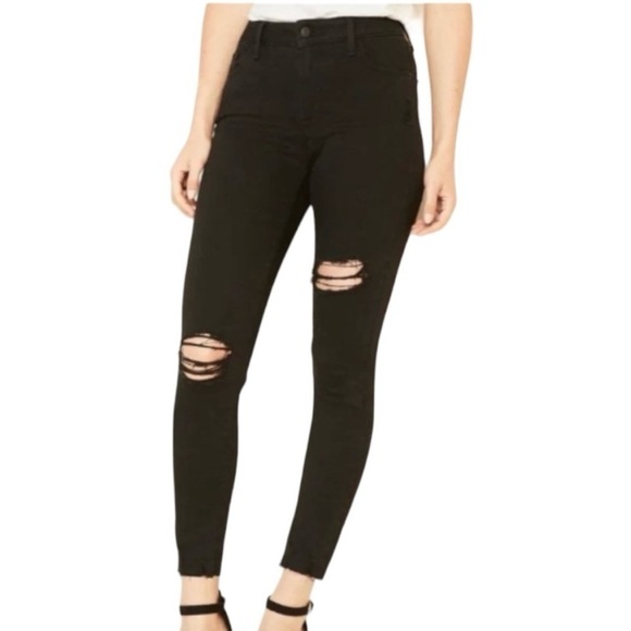 OLD NAVY Rockstar Black Super Skinny Ankle Distressed Jeans—SZ. 6 - Picture 1 of 13